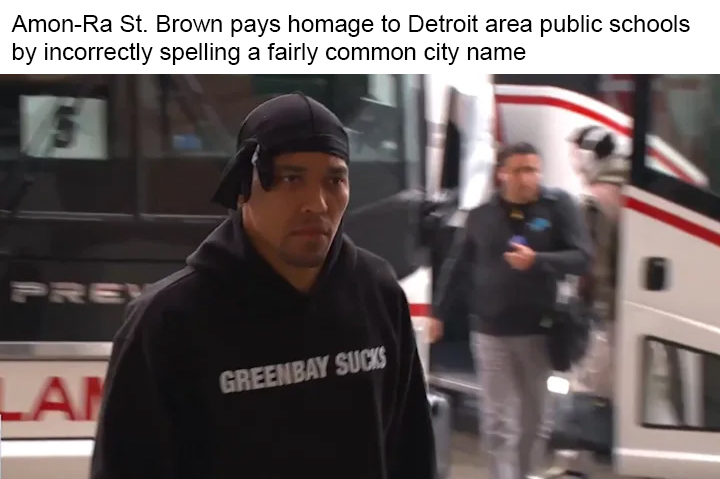 Amon-Ra St. Brown Can't Spell Green Bay